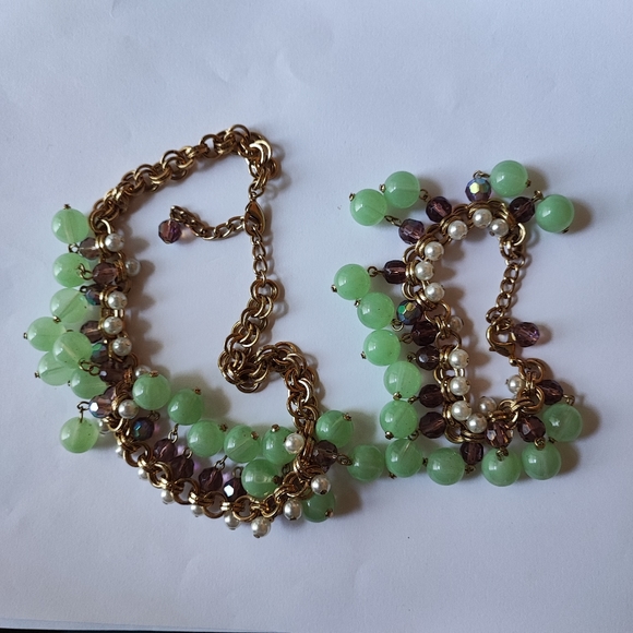 Set of Faux Jade Beads Pearls Bracelet and Necklace Vintage Amethyst Purple EUC - Picture 12 of 15